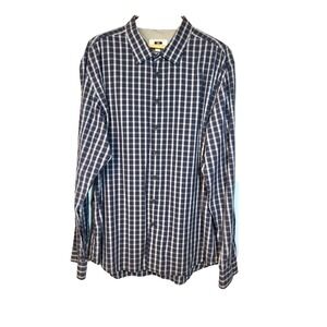 Joseph Abboud Button Up Blue Plaid Cotton Shirt Long Sleeve 4XLT